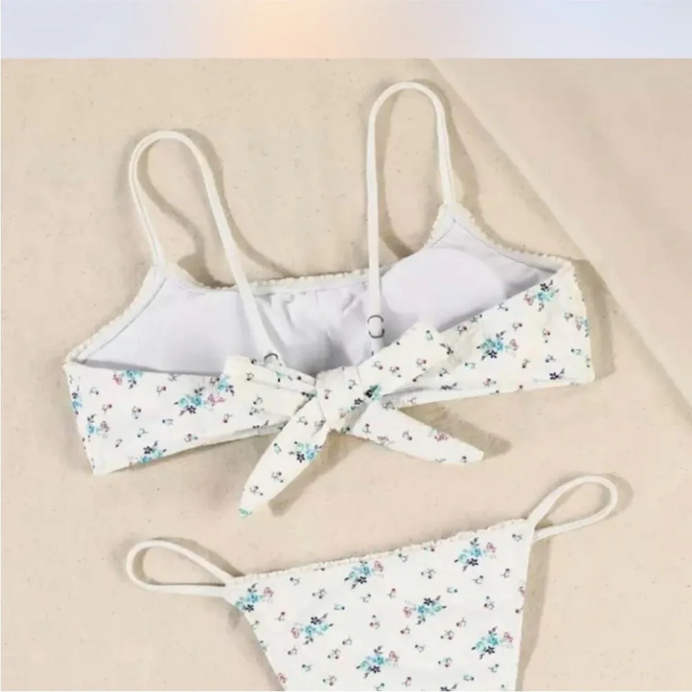 Floral Print Coquette Bikini Set with Cover Up Skirt